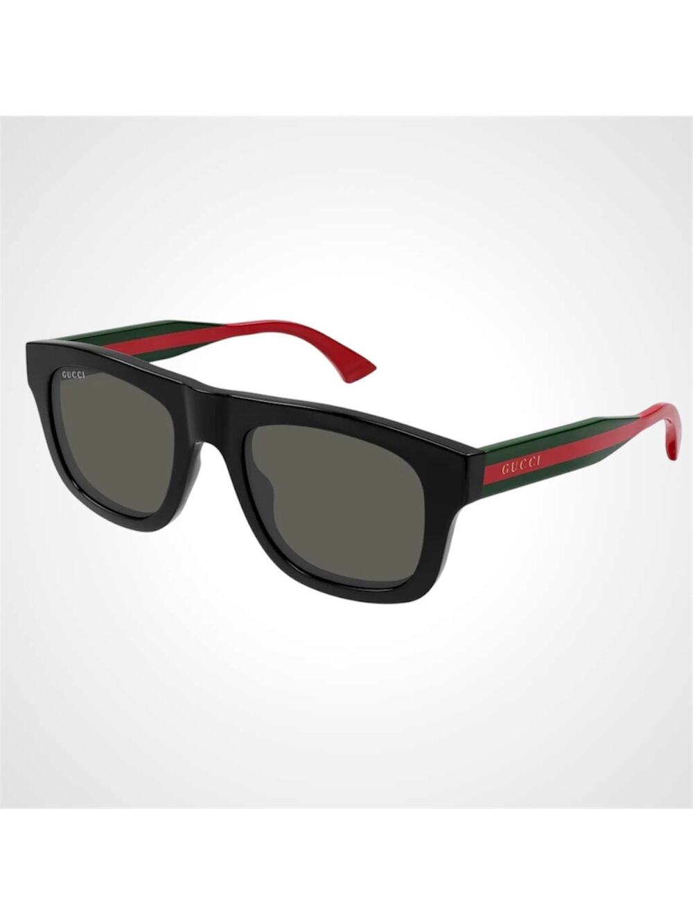 New GUCCI Sunglasses Mens 52mm Black Square Rectangle Aviator Red Green Web Arm - Picture 1 of 8